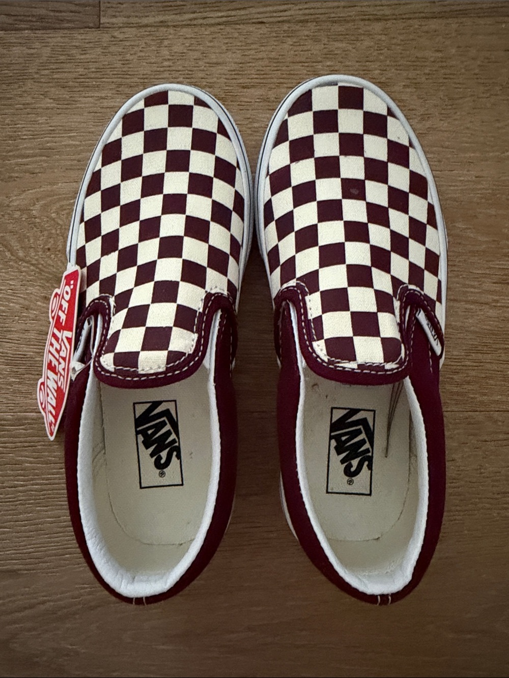 Vans Kids Slip-On Checkerboard - Burgundy and White